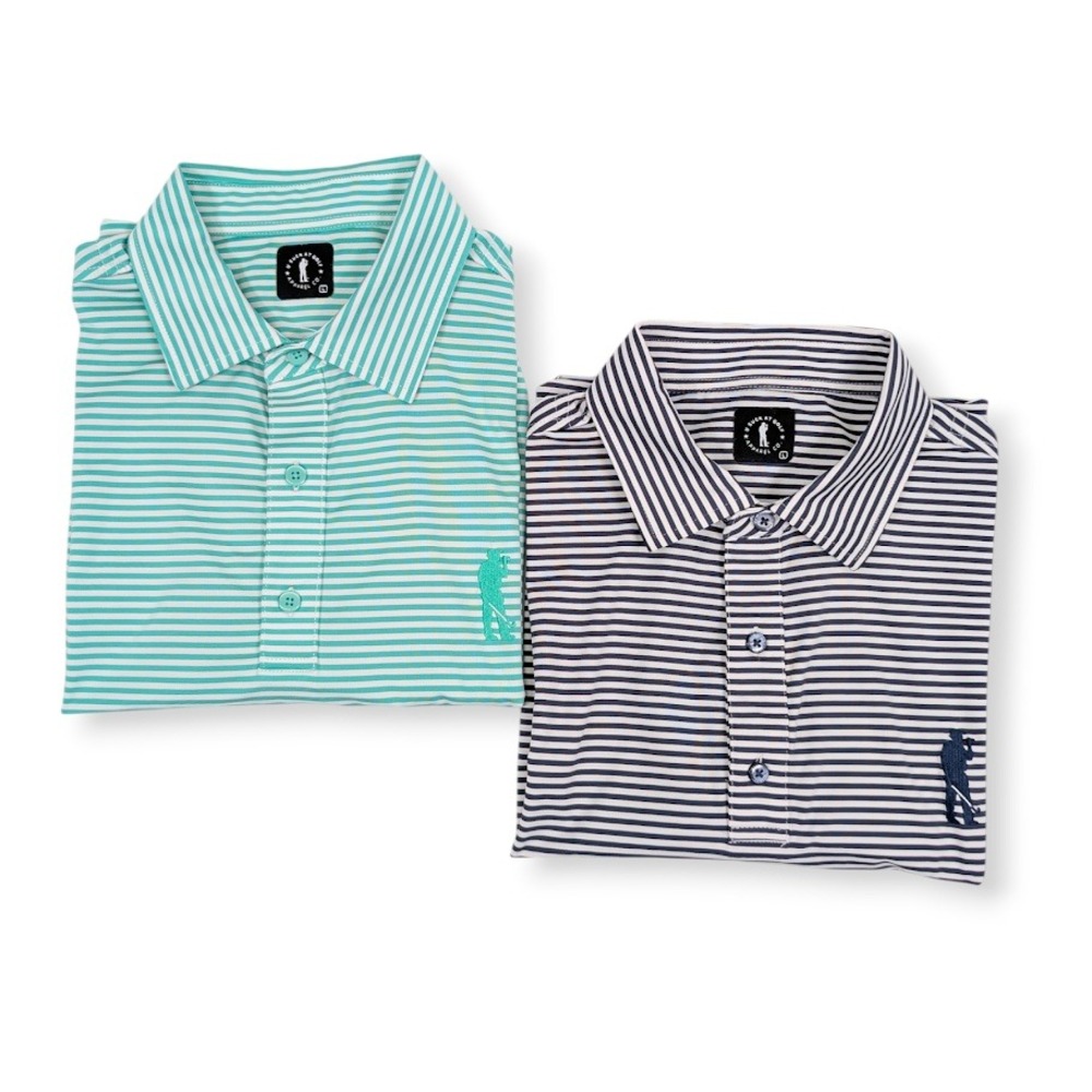 U‎ Suck At Golf Performance Polo Mens Large Green Navy Striped Lot of 2